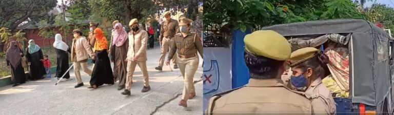 Uttar Pradesh: प्रतीकात्मक चित्र (बाएं) थाने ले जाती पुलिस